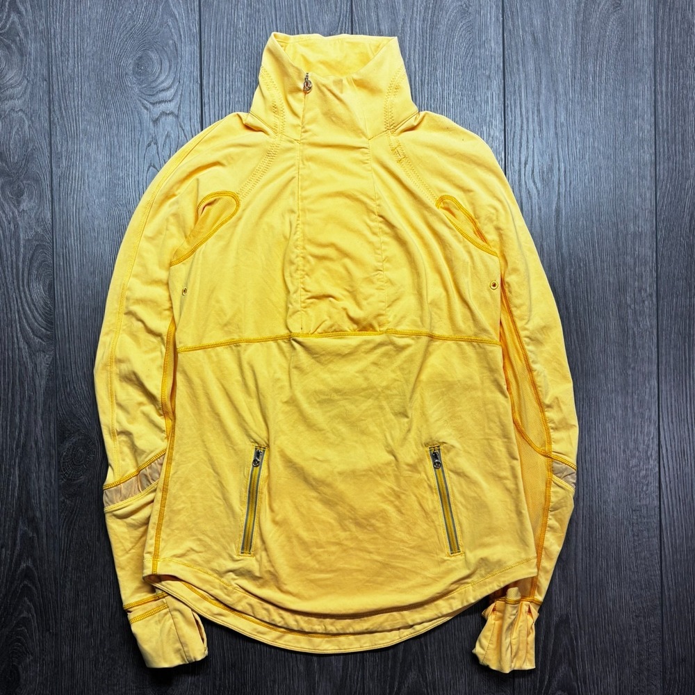 Lululemon Jacket 10 L Womens Yellow Run Reflect Pullover Asymmetrical Zip Mesh